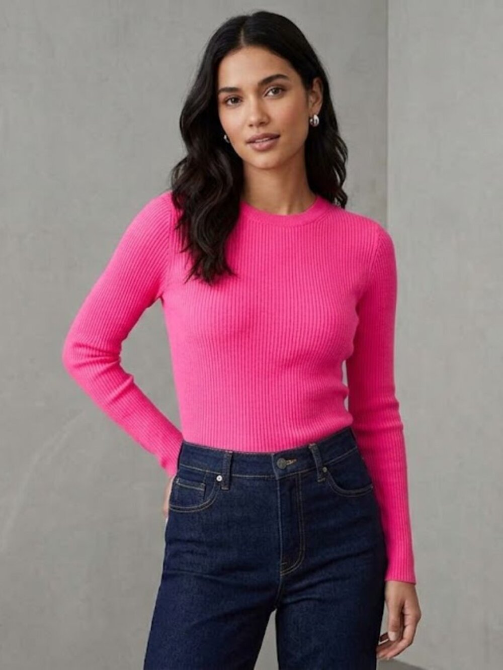 Banana Republic • Bright pink Merino‎ Wool Sweater XS